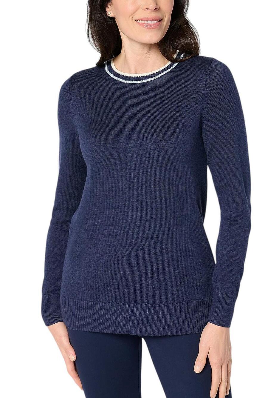 Joan Rivers Long-Sleeve Button-Back Sweater with Tipping - Regular